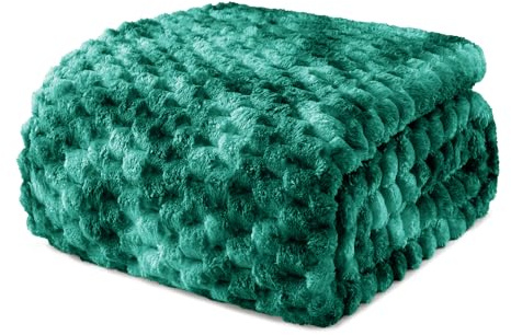 Exclusivo Mezcla 3D-Fleece-Decke für Doppelbett, Batikfärbung, Blaugrün | Extra weiche, flauschige, leichte Plüsch-Bettdecken, gemütliche, flauschige dekorative Decken für alle Jahreszeiten