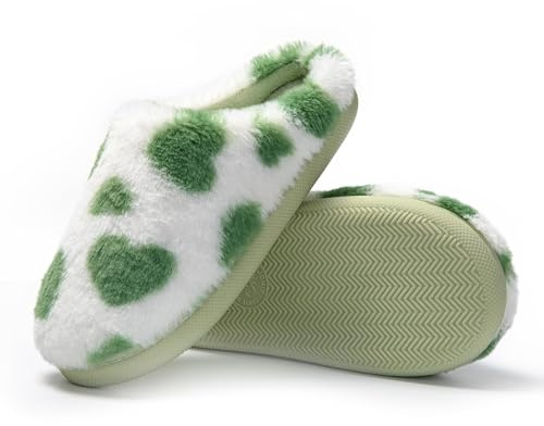 JOMIX Pantofole Donna Invernali Ciabatte Calde da Casa Ragazza Scarpe Termiche Slip On Pelose Comode da Inverno Autunno Pelliccia Sintetica MD8538 (Verde, 38)