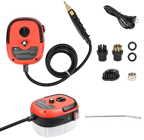 ADWOLT Dampfreiniger,Handgerät Hochdruck Dampfreiniger,2500W 3BAR Handdampfreiniger mit Bürstenköpfen,Geeignet für Küchengeräte und Haushaltsreinigung Rot