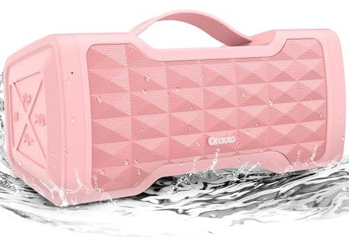 oraolo Bluetooth Speaker Loud 40W Wireless Portable Large Speaker Stereo Sound, IPX6 Waterproof, Support USB/AUX Input, Built-in Mic for Home Party Outdoor (Pink)