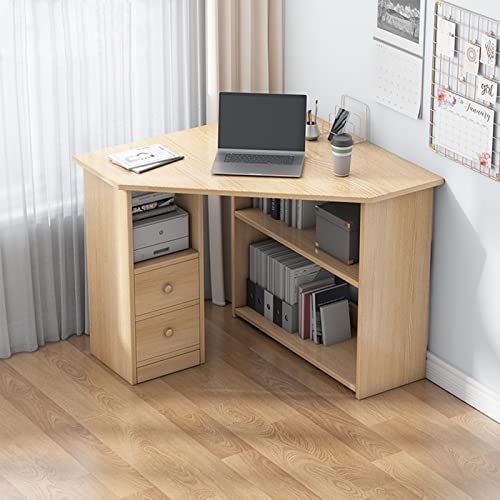 EsEntL Eckschreibtisch Für Kleine Räume,Schreibtisch Aus Holz Mit Ablagefach Und Schubladen,Dreieckiger Computertisch Für Den Heimbüro-Arbeitsplatz-B 74x74x73cm(29x29x29inch), (iefyk-001)