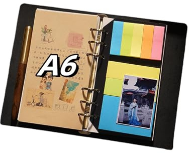 KISSKI·H Olvido A5 Leder Tagebuch Reisetagebuch Lederbuch, 6 Ringbuch Reise Notizbuch mit Lederschnalle, nachfüllbar Schreibnotizbuch, vielseitiges Planer/Skizzenbuch/Scrapbook, Dunkelbraun