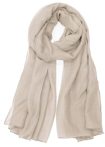 Van Der Rich ® - Pailletten Schal Weiches Halstuch - Damen (11-Beige)