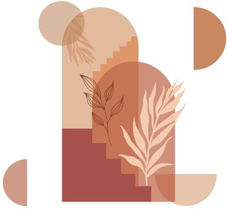 SUPERDANT Stickers Muraux Bohème avec Arche Florale Plantes Sticker Mural Décoration Murale Botanique Blocs de Couleurs Abstrait Géométrique Décoration Murale Amovible Autocollants Décoratifs