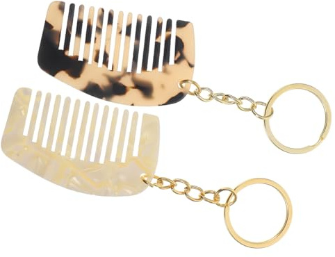 DRESSOOS 2Stücke Kämme mit Schlüsselanhänger Breiter Zahnkamm und Kleiner Reisekamm Tragbarer Haarkamm für Unterwegs Ideal für Perfekt für Entwirren von Haaren