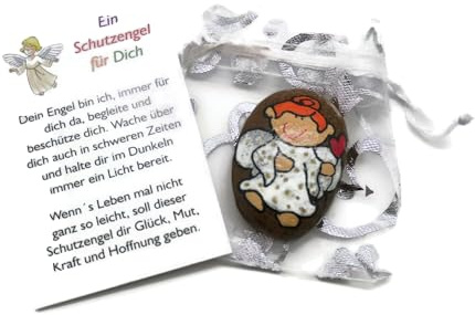 Andys Steinwelt® Schutzengel Geschenk für Prüfung, Handschmeichler Stein | Glücksbringer, mit einem Name personalisierbar, Sorgenstein, Mitbringsel Kindergeburtstag, Engel Figur, Motiv, Taufgeschenk