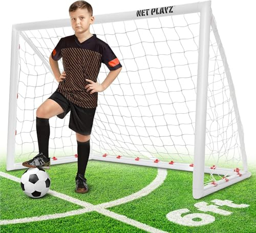 NET PLAYZ Fußballtore für den Garten, hochbelastbar, schneller Aufbau | Fußballgeschenke für alle Altersgruppen, 1,83 x 1,22m (wetterfest)
