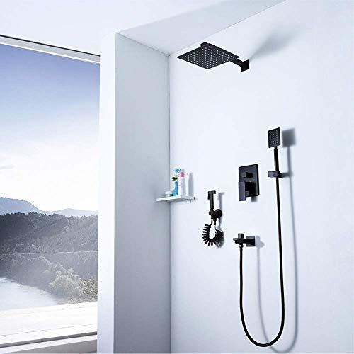 ZCCZJS GaRcan – Ensemble de Douche Noir pour Salle de Bain, Bidet thermostatique, rehausseur de Douche, Pomme de Douche, système de Douche ne Rouille Pas