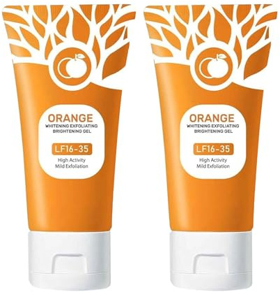 Natürliches Orange Peeling Gel, Peeling Gesicht, Orange Exfoliating Brightening Gel,Face and Body Exfoliating ScrubGel für Damen,für alle Gesicht Tiefenreinigung und Feuchtigkeitsspendende (2PC, 50G)