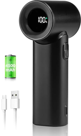 WIXBOSHU Portable Handheld Turbo Fan 17400RPM High Speed Turbo Mini Fan [15H Max Cooling Time], 4500mAh, 5 Gear Wind, LED Display, USB Rechargeable Personal Small Fans Outdoor Travel Camping Concerts