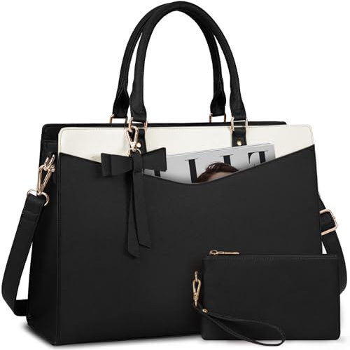 RAINSMORE Laptoptasche Damen 15,6 Zoll Handtasche mit Geldbörse Arbeitstasche Aktentasche PU Leder Shopper Groß Lehrertasche Business Tasche