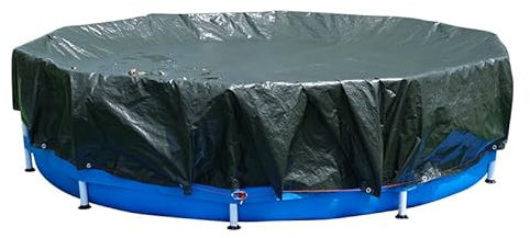 COVALL 15ft Round Pool Winter Cover for Above Ground Swimming Pools with Winch and Cable,Heavy Duty Fabric Durable, Cold and UV Resistant (Green/Black, Cover Diameter 18ft)