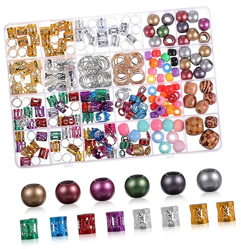 PACKOVE 278 Stück Haarschmuck Zopfperlen Dreadlock Accessoires für Damen und Herren Flechtringe Schraubclips Vielseitig für Zöpfe Partys