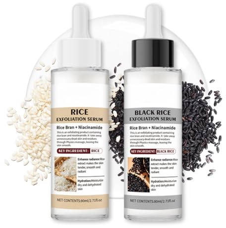 Peel Shot Glow Rice Ampoule Duo - Exfoliant White & Black Rice Ampoule - Weiße & Schwarze Reis Peeling Gesicht - Reis Peeling Serum Mitesserentferner Porenreinigung, Feuchtigkeits (black+white)