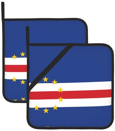 Set di presine con stampa bandiera di Capo Verde, presine resistenti al calore, guanti da cucina per forno, barbecue e forno a microonde