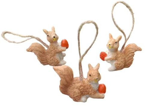 Fenteer Lot de 3 Figurines Suspendues Représentant Une Famille D'écureuils, à Décorer pour Le Salon Ou La Maison.