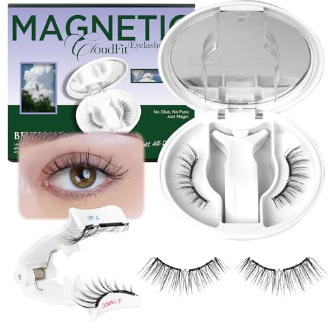 BEYELIAN Magnetic Eyelashes with Applicator, Upgrade Soft Magnetic Lashes Portable Magnetic Eyelashes Natural Look, Reusable, No Glue Needed Fales Eyelashes for Eye YT25 (All-In-One & Comfortable)