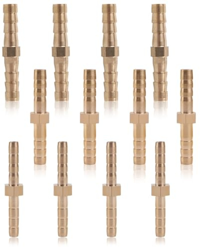 OPVYAEU 12 Stück Schlauchverbinder Schlauch Verbindungsstück Messing 15 Stück Universal Schlauchverbinder Schlauchverbindung für Luftleitung Wasserleitung Kraftstoffleitung Olleitung (4mm/5mm/6mm)