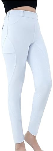 GIYXHU Ridbyxor dam ridbyxor fullsäte knäbyxor ridning skola tights utomhus sportkläder riddarutrustning kläder, Vitt, M