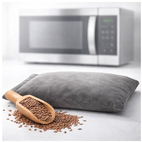 Microwavable Heating Pad for Period Cramps, Machine Washable Cover Heating Pad, Portable Menstrual Microwave Heating Pad- Unscented (Gray Pillow)