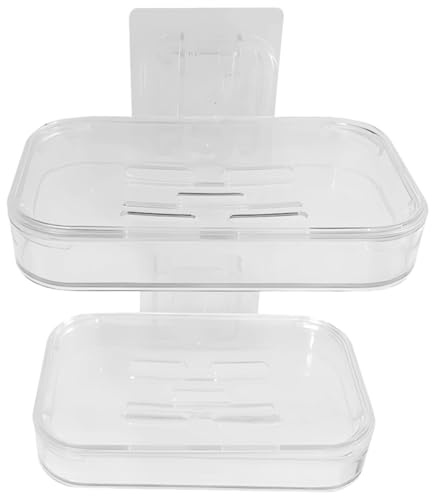 SEWCHICS Double Layer Wall-Mounted Soap Holder Detachable Soap Box Punch-Free Bathroom for Shower and Washbasin Use