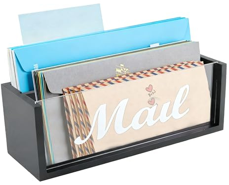 Postfach Organizer aus Holz – Briefablage mit 2 Fächern, Schreibtisch Organizer für Dokumente, Briefe, Notizen, Rechnungen, Post und Postkarten Aufbewahrung, Büro Organizer für Zuhause und Büro