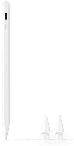 Penna Compatibile con iPad 2018-2026, Ricarica Rapida, Rifiuto del Palmo, Palm Rejection, Tablet Stylus Pencil per iPad 11/10/9/8/7/6/A16, Mini 7/6/5/4, Air M4/M3/M2, Pro M5/M4 13/12.9/11″, Android