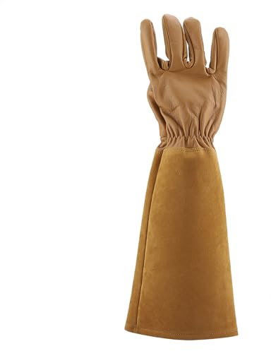 Smandy da Potatura per Rose da Giardinaggio in Pelle di Pecora Lunghezza del Gomito da 46 a 47 Cm Cuscino per Palmo Resistente Alla Perforazione Protezione dell'avambraccio per Arbusti di Rose (M)