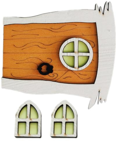 Gadpiparty Puerta de Hadas en Miniatura de Madera para Adorno Exterior Detalles Realistas, Absorbe Luz Solar y Luz Suave, Adecuado para Jardín y Troncos