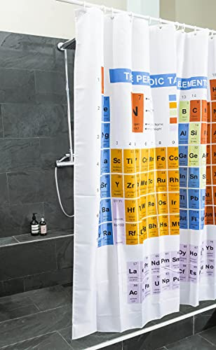 Duschgardin Badgardin; vattentät, tvättbar anti-mögel 100% polyester badgardin för badkar och duschkabin (Periodiska systemet)