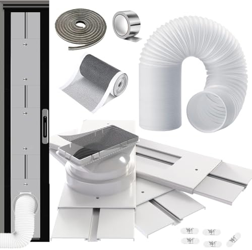 Gulrear Portable Air Conditioner Sliding Door Vent Kit, Universal Balcony Sliding Door Seal Plate for Portable AC, Max Adjustable Length 228cm/90 Inch for 5.9 Inch Exhaust Hose
