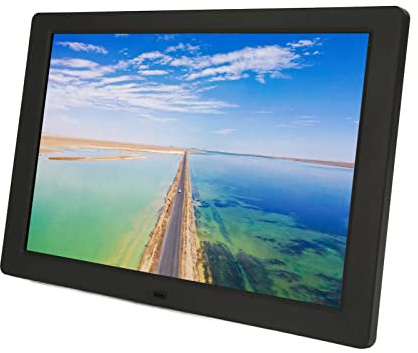 Digitaler Bilderrahmen 12,1 Zoll, 1280 X 800 HD Elektronischer Bilderrahmen mit Diashow, Fernbedienung, Support-Video, Hintergrundmusik, Kalender, Uhr für Geschenke, Schwarz