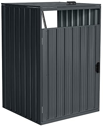 Home Deluxe - Mülltonnenbox CUBO - Erweiterung - Platz für 1 x 240 Liter Mülltonnen, Farbe: Anthrazit, Witterungsbeständig inklusive Schloss und Schlüssel I Mülltonnenbox Gartenbox