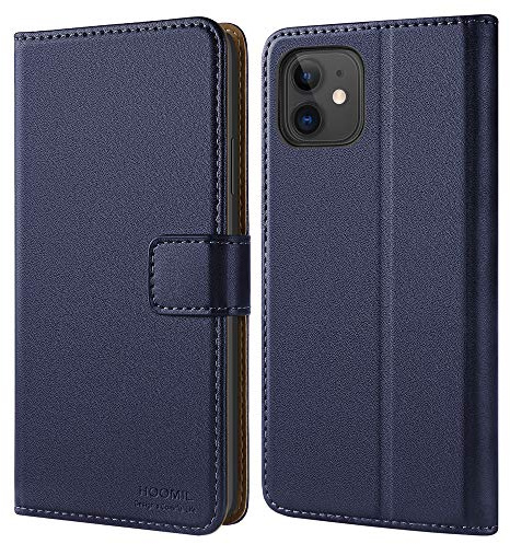 HOOMIL Handyhülle für iPhone 11 Pro, Premium Leder Klappbar Hülle, mit Kartenfach & Standfunktion, Unterstützt Kabelloses Laden - Blau