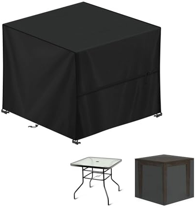 LAMUNI Abdeckung für Gartenmöbel Wasserdichte Schutzhülle Gartenmöbel Anti-UV Abdeckplane für Gartentische Terrassenmöbel, Schwerlast 420D Oxford Outdoor Abdeckhaube für Möbelsets, 90x90x90cm