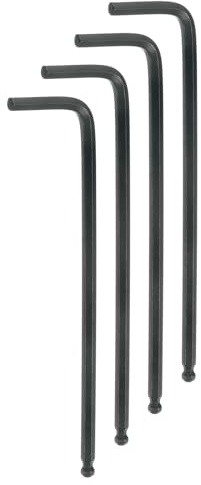 sourcing map 4pcs Ball End Hex Key Wrench 5/32 L-Shape Long Arm Hexagon SAE Wrenches Chrome Vanadium Steel Repairing Tool for Home Repair Black