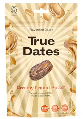 True Dates - CREAMY PEANUT BUTTER | naturally flavoured sweet dates | No added sugar, Vegan, Palm Oil Free | 100 g