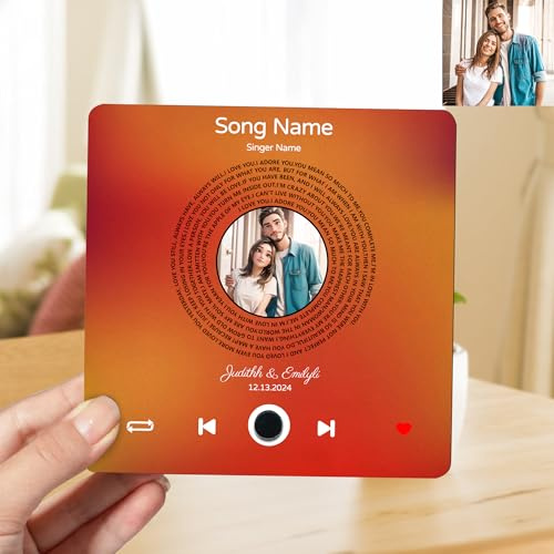 Kühlschrankmagnet mit Liedtext, Foto, Musik, Wandfoto, Kühlschrank-Aufkleber, personalisierter Magnetspieler mit Foto-Song für Weihnachten, Valentinstag, Ehefrau, Ehemann, Paare (Stil 15)
