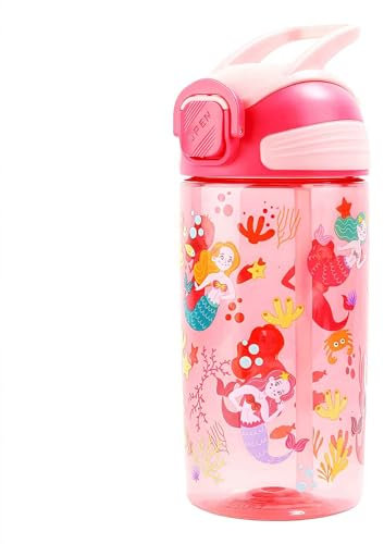 MHwan Bouteilles pour enfants, 550 ml, robustes et incassables, étanches avec paille, sans BPA, belles eau pour garçons et filles pour l'école, les voyages