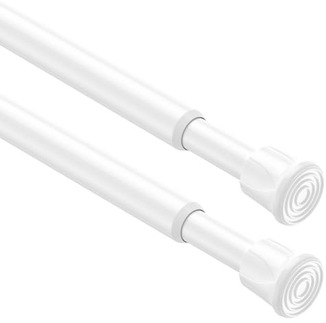 Weiß 2 Stück Gardinenstange ohne Bohren 66.124cm,Klemmstange für Gardinen