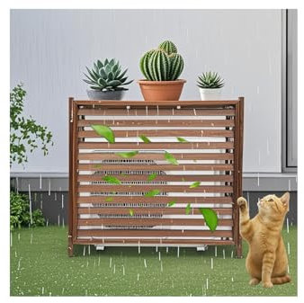 HUFIREHU ClôTure De Climatisation Grilles De Pompe à Chaleur Bois Cache Pompe A Chaleur ExtéRieur Bois Housse Climatiseur ExtéRieur éCran De Protection pour Climatiseurs ExtéRieurs(85 * 35 * 75cm)