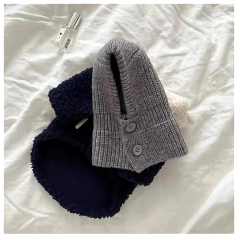 YBNSXP Carino Copricapo for Cani, Cuffie antirumore, Calore, antirumore, Berretto in Maglia Traspirante for alleviare l'ansia e i Cuccioli.(Grey,L)