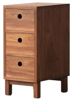 Comodino in legno massello con 3 cassetti, comodino in noce nero e ciliegio, semplice mobiletto per mobili per camera da letto, design elegante e costruzione durevole
