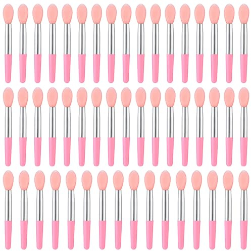 Silicone Lip Brush, 50 Pcs Reusable Lipstick Applicator Wands Silicone Makeup Applicator Lip Gloss Applicators Wands Pink Lip-Mask Applicators Makeup Brush fit Balm Mask Oil