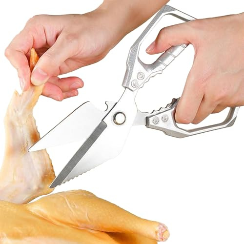 Ancsttu Tijeras De Cocina De Alta Resistencia,Tijeras De Acero Inoxidable Con Abrebotellas | Para Cortar Huesos Mariscos Pollo Y Desescamado, De Cocina Multiusos