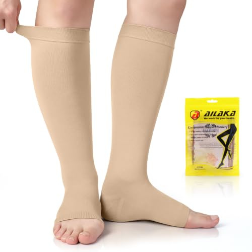 Ailaka Kompressionsstrümpfe 20-30mmHg, Atmungsaktive Weitenstrümpfe für Damen & Herren, Ideal für Sport, Flugreisen, Pflegeberufe und Schwangerschaft