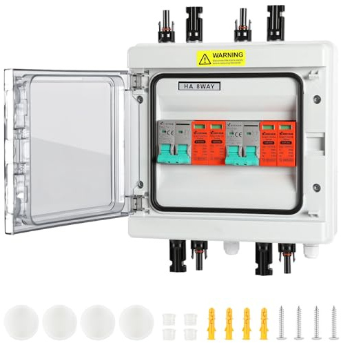 Hebitod Photovoltaik överspänningsskydd pv 2-strängad kombination, 1000 V 32 A DC, IP65 vattentät, med DC-linjebrytare och blixtskydd för PV-system
