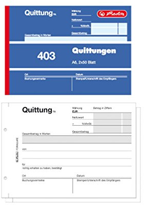 Herlitz Quittungsblock 403, A6 quer, 2 x 50 Blatt (2er Pack)