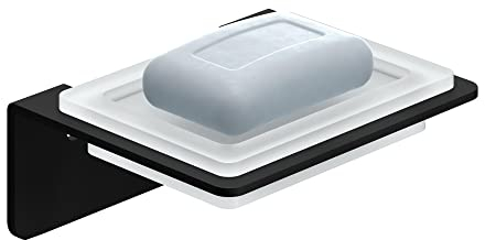 WEISSENSTEIN Seifenschale Wandmontage Ohne Bohren - Seifenablage selbstklebend mit schwarzem Edelstahl - Halterung für Bad und Küche