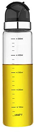 Botella de Aceite, Dispensador de Aceite Oliva y Vinagre, Aceitera y Vinagrera Antigoteo De Acero Inoxidable y Vidrio para Cocinar BBQ Barbacoas Pasta Parrillas, 500ml Negro